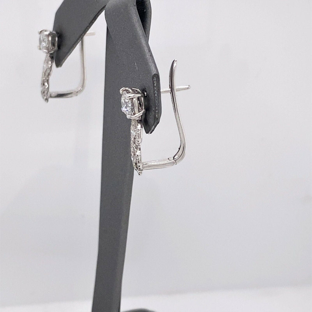 14k White Gold 1.75 CT Diamond Drop Earrings, 3.9g