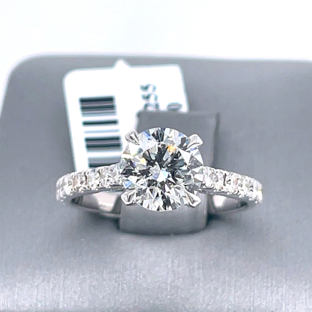 18k White Gold 2.35CT Round Cut Diamond Engagement Ring, Size 6, 3.0G