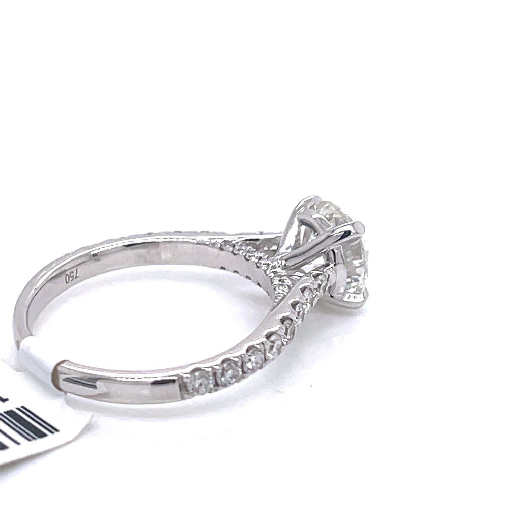 18k White Gold 2.35CT Round Cut Diamond Engagement Ring, Size 6, 3.0G