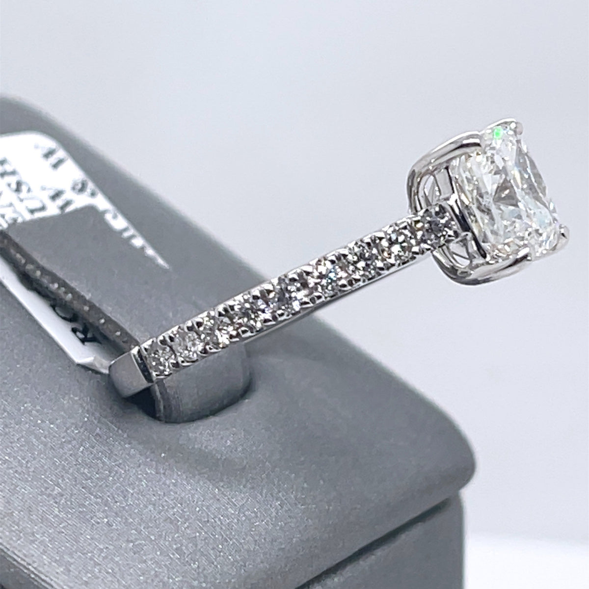 18k White Gold 3.00 CT Cushion Cut Diamond Engagement Ring, Size 6,
