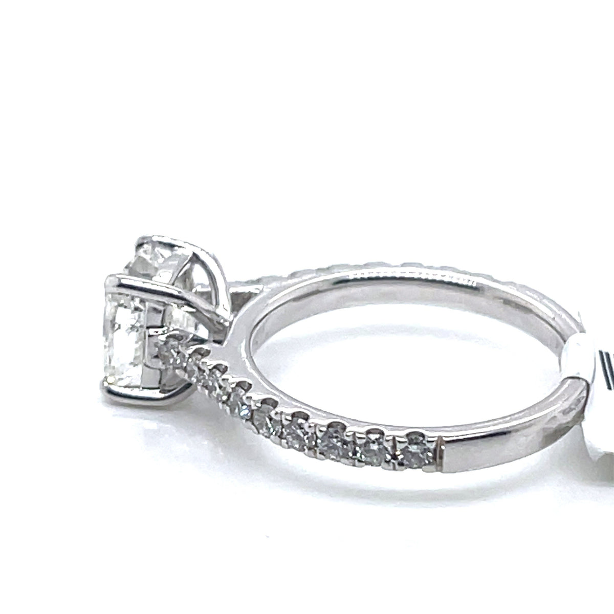 18k White Gold 3.00 CT Cushion Cut Diamond Engagement Ring, Size 6,