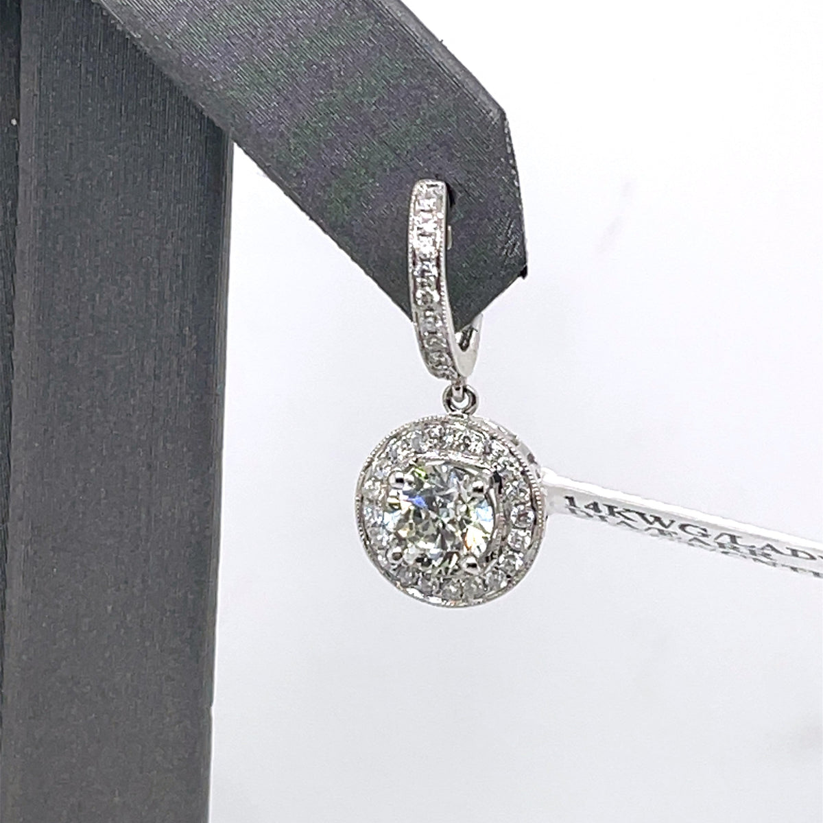 14K White Gold 3.00 CT Diamond Ladies Drop Earrings, 5.2gm