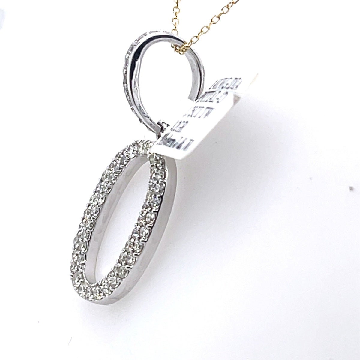 14K White Gold 1.75Ct Round Diamond Initial O Pendant 1.34", 3.2G