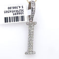 14K White Gold 1.10Ct Round Diamond Initial I Pendant 1.34", 2.4G,