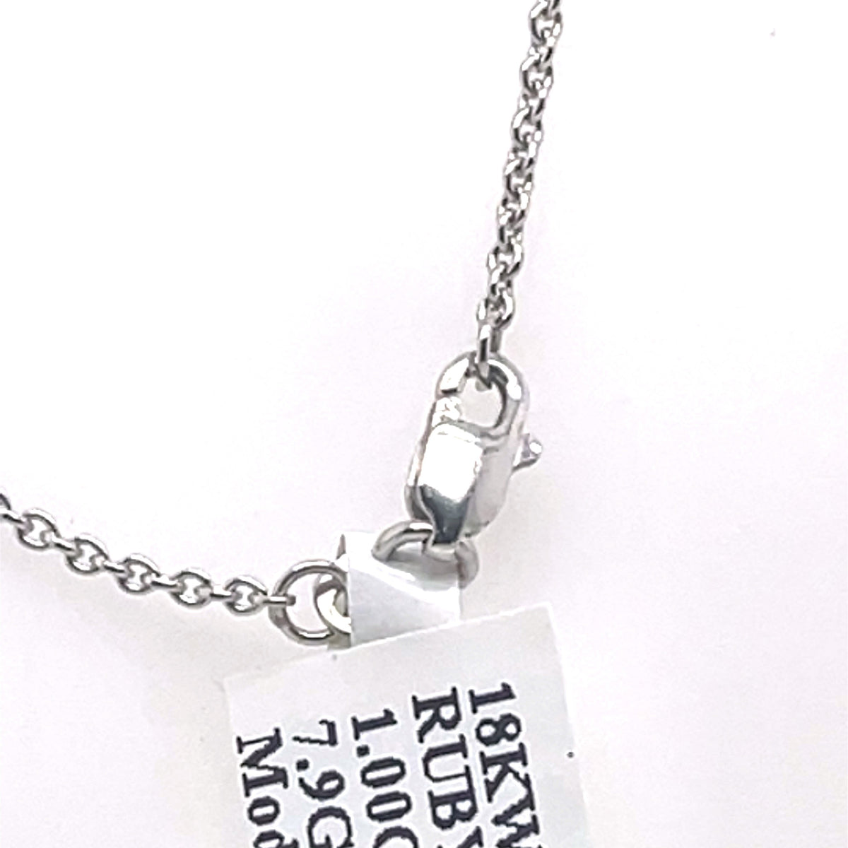 14K White Gold 0.50Ct Ruby Cross Diamond Pendant Necklace", 7.9G, S107309