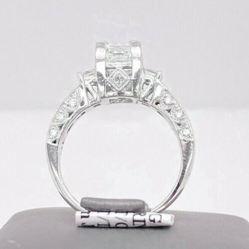 14k White Gold 1.50 CT Princess Cut Diamond Engagement Ring, 4.2gm