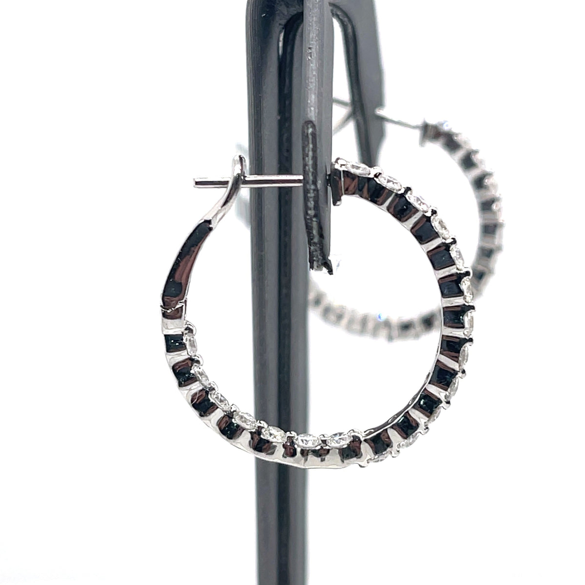 14k White Gold 1.85 CT Diamond Inside Out Hoop Earrings, 6.0g