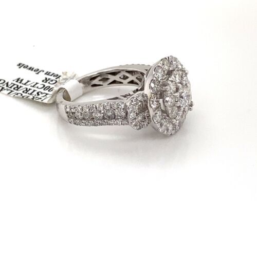 14K White Gold 3.00 CT Diamond Cluster Ladies Ring, 6.5gm