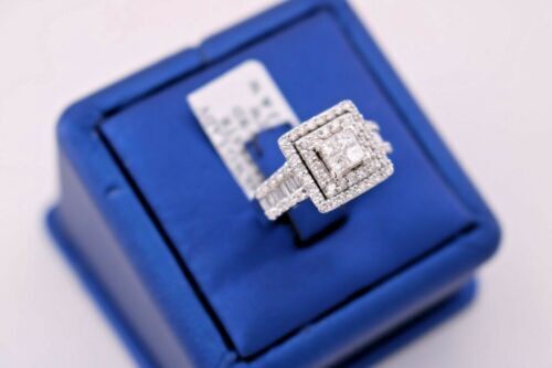 14k White Gold 1.25 CT Diamond Cluster Ladies Ring, 8.1gm, Size 5