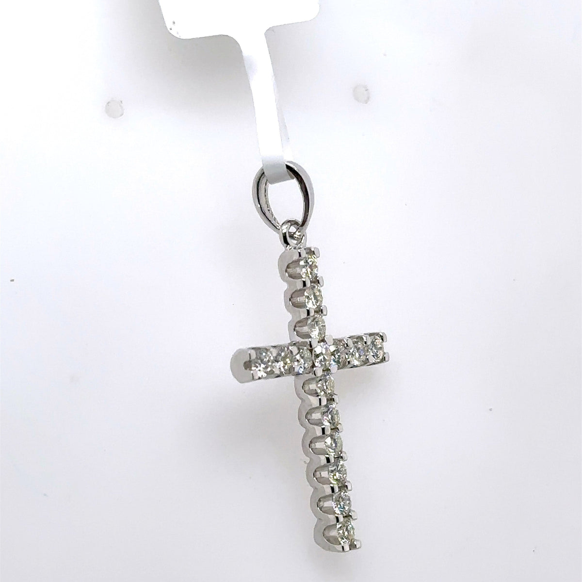 14k White Gold 1.35 CT Diamond Cross Pendant, 3.4g