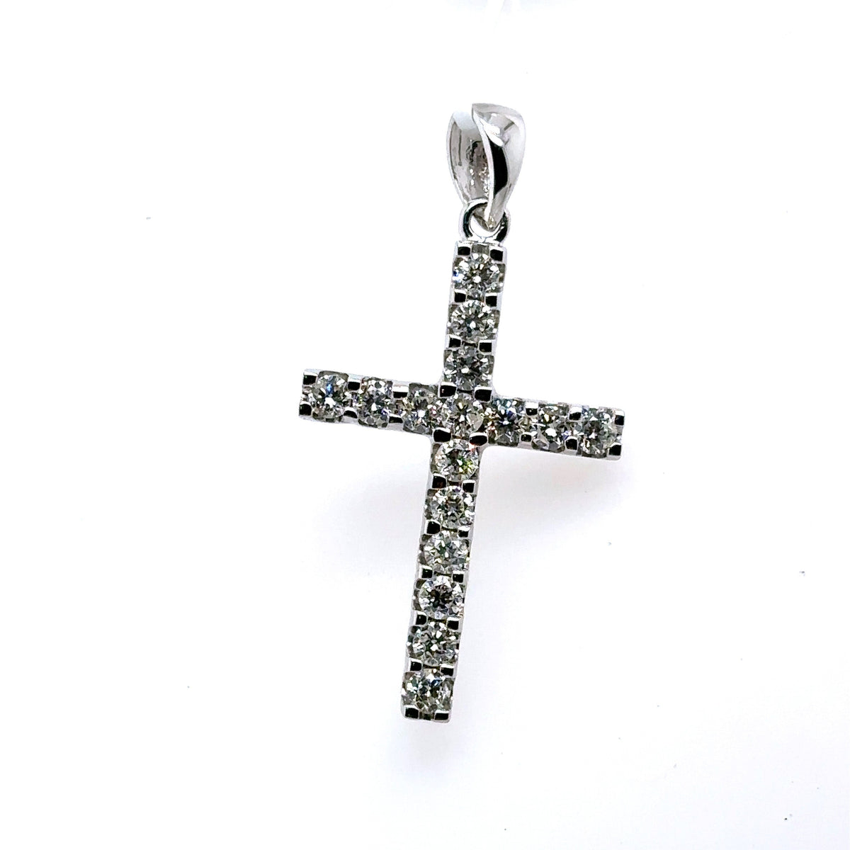14k White Gold 1.35 CT Diamond Cross Pendant, 3.4g