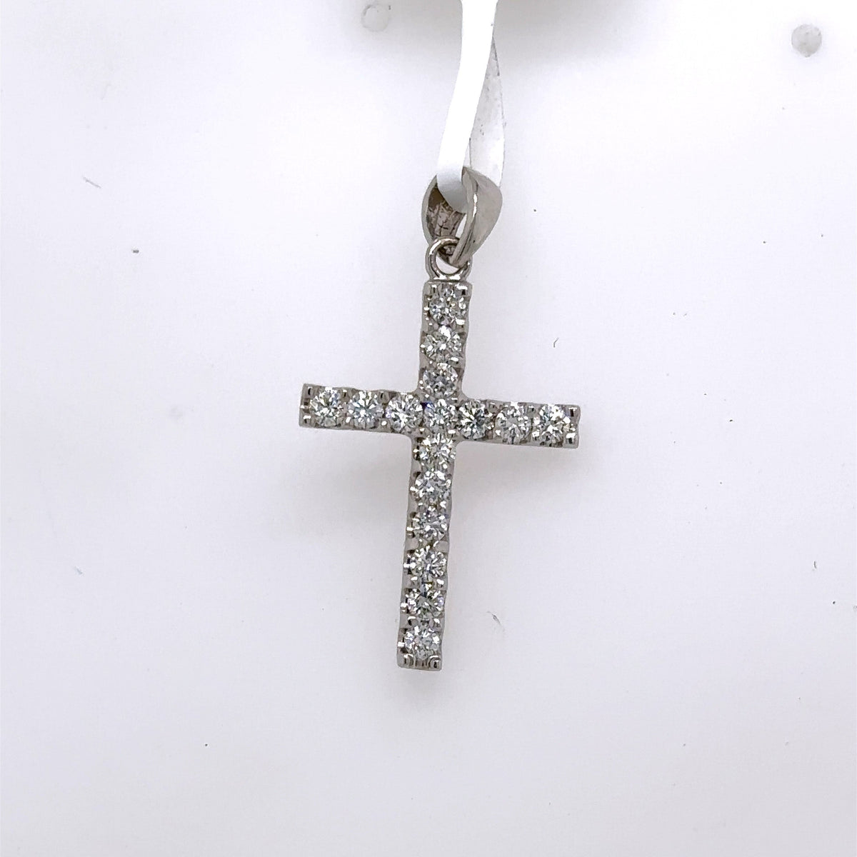 14k White Gold 0.75 CT Diamond Cross Pendant, 2.0g, S107349