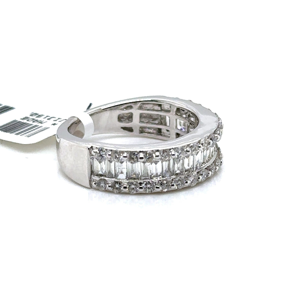 14k White Gold 1.85CT Baguette & Round Diamond Ring, 5.6gm, size 7.25