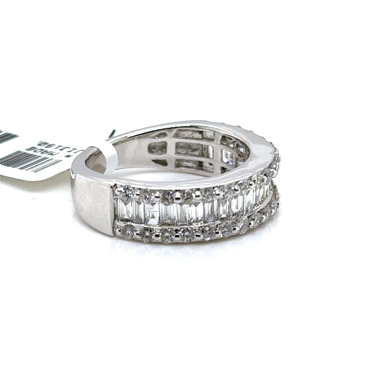 14k White Gold 1.85CT Baguette & Round Diamond Ring, 5.6gm, size 7.25