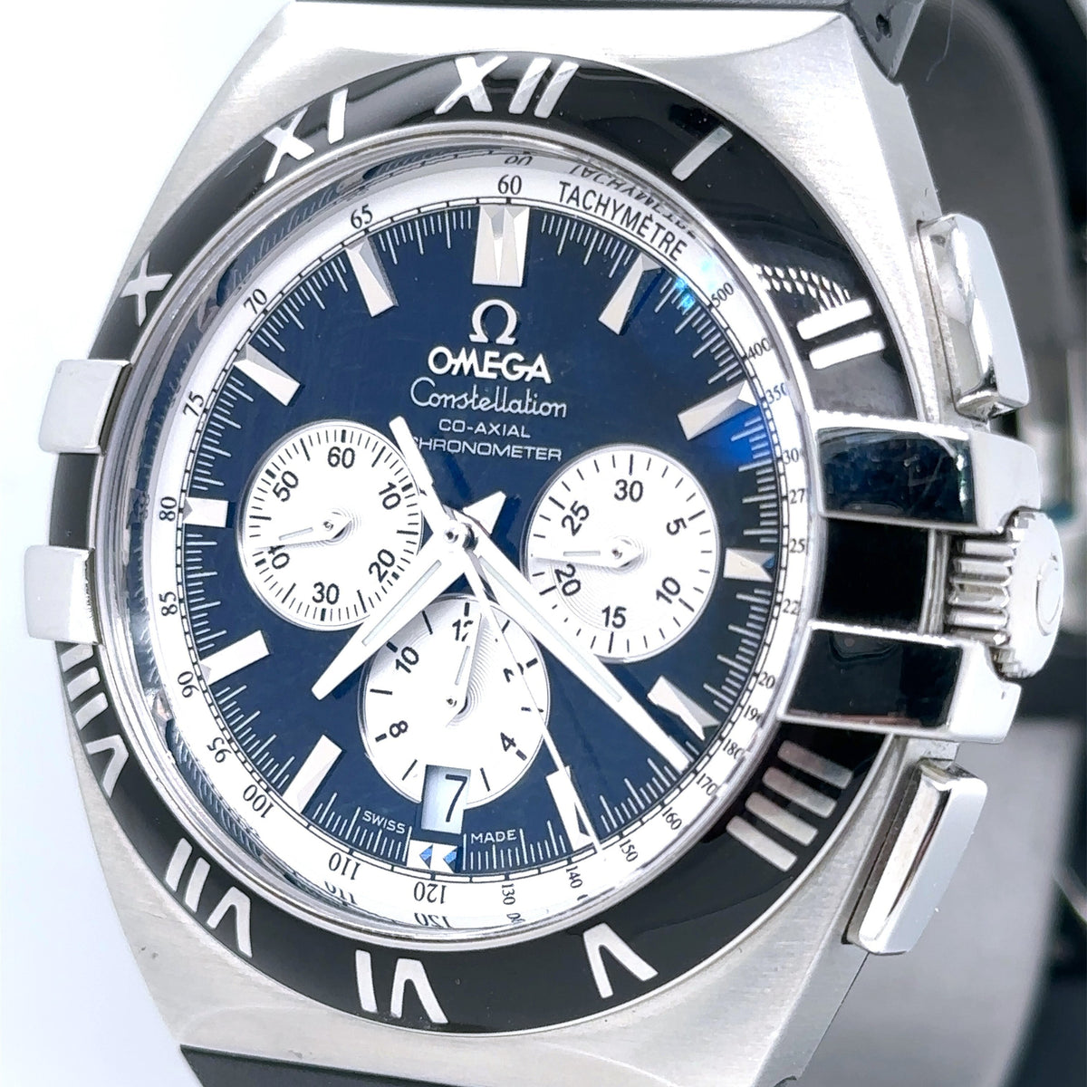 Omega Constellation Double Eagle Co-Axial Chronograph, Black Dial