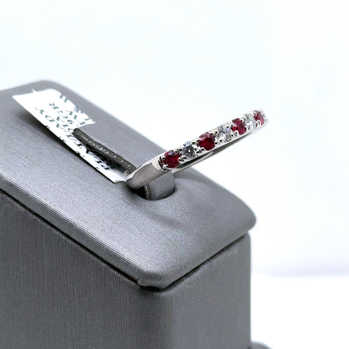 Platinum 0.75 CT Diamond & Ruby Band, 3.9gm, Size 7.5