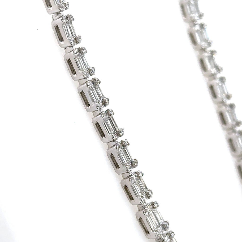 14k White Gold 11.50Ct Baguette Diamond Tennis Necklace, 43.1g, 18", S107230