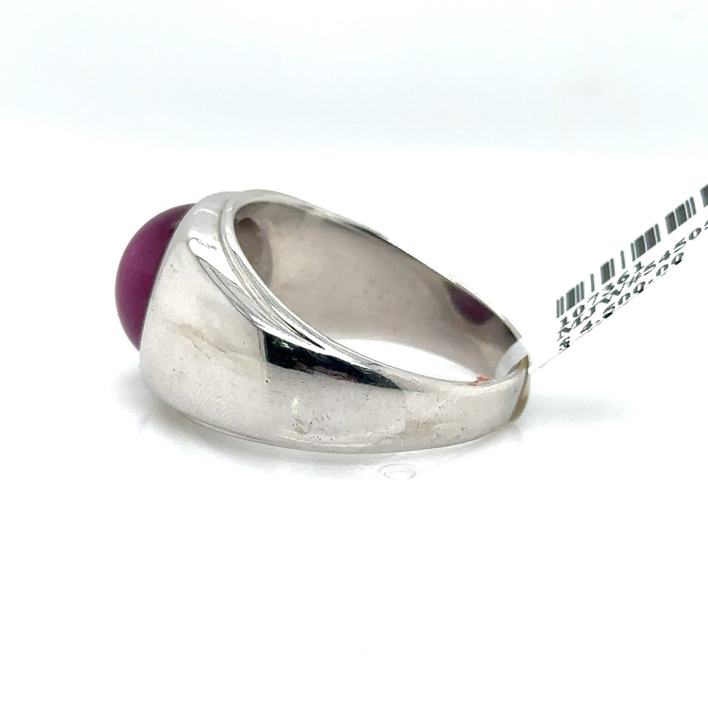 14k White Gold Men's Star Ruby Band, 14.7gm, Size 10.75