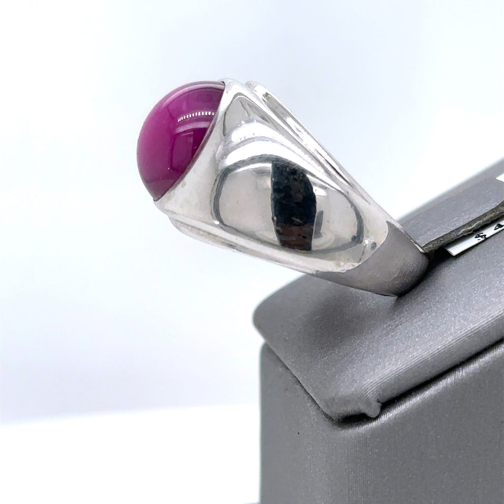 14k White Gold Men's Star Ruby Band, 14.7gm, Size 10.75