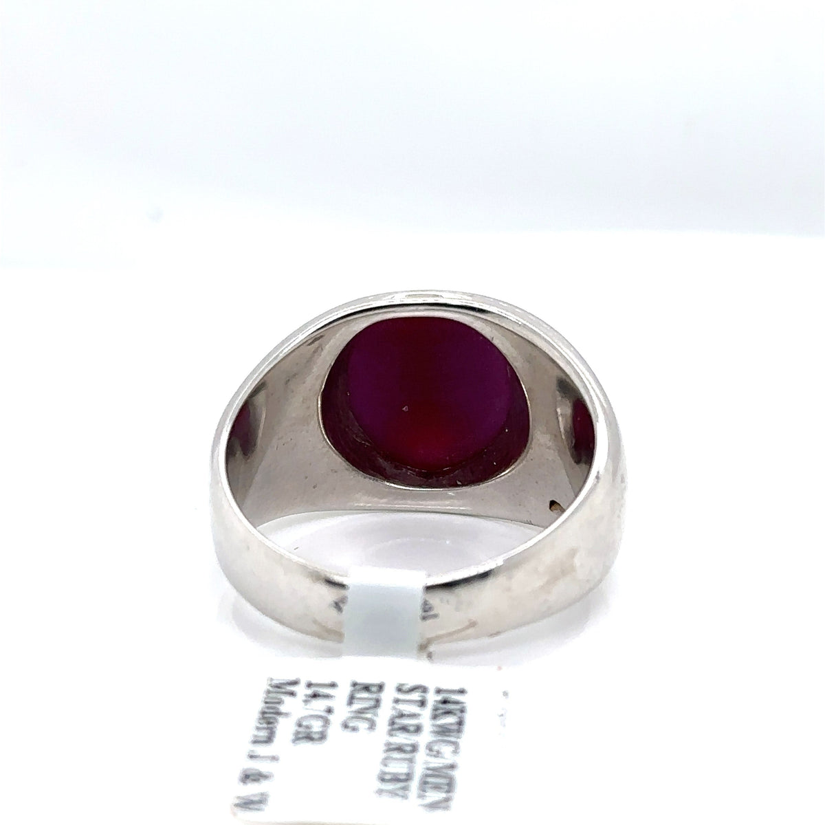 14k White Gold Men's Star Ruby Band, 14.7gm, Size 10.75