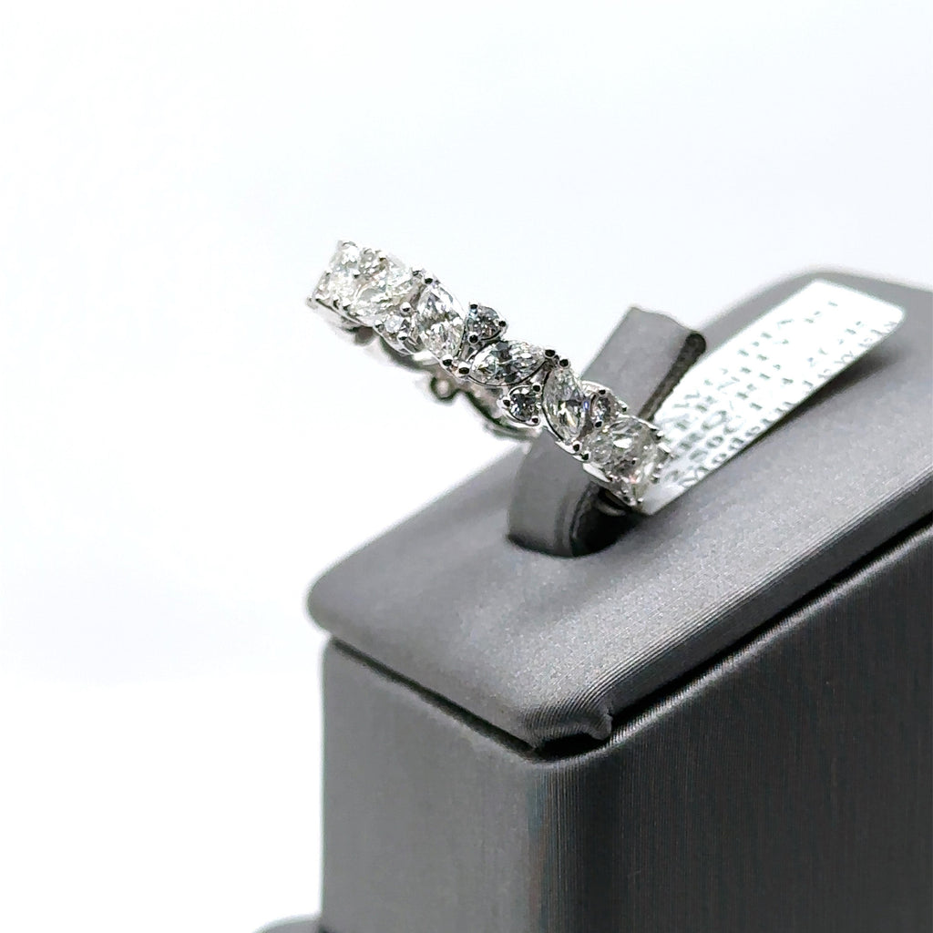 14k White Gold 3.50CT Baguette & Round Diamond Ring, 3.7gm, size 7