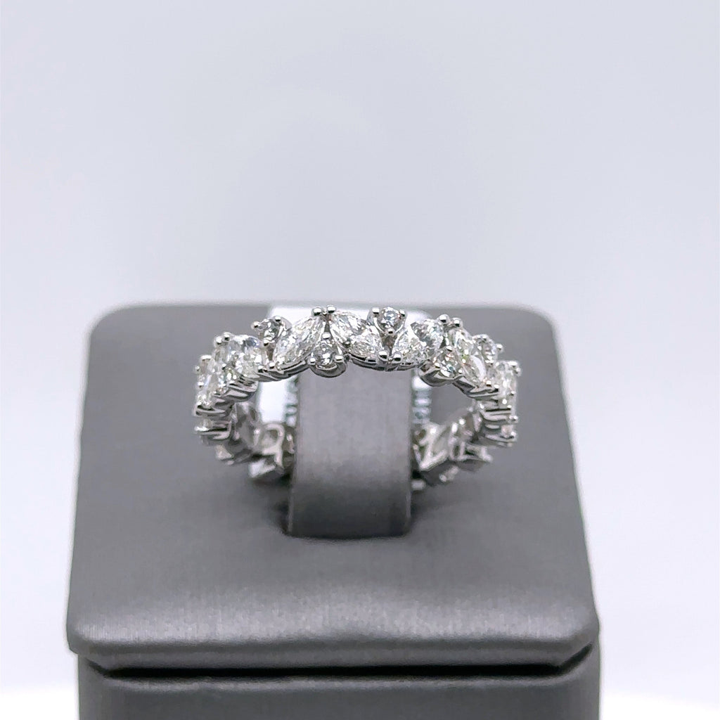 14k White Gold 3.50CT Baguette & Round Diamond Ring, 3.7gm, size 7