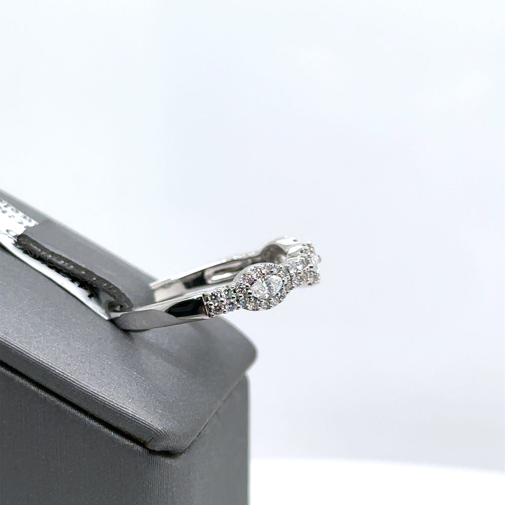 14k White 0.75CT Marquise & Round Cut Eternity Ring, 2.8gm Size 7,