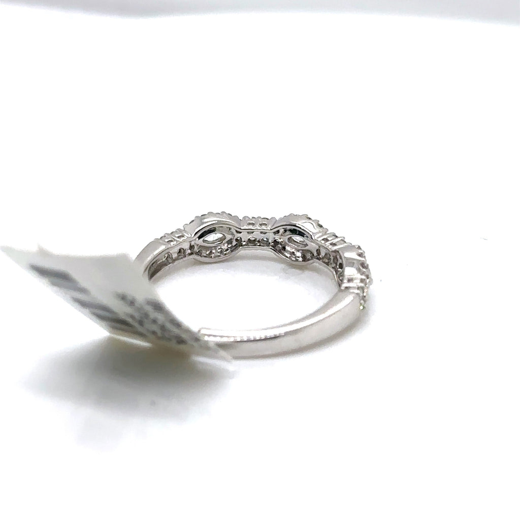 14k White 0.75CT Marquise & Round Cut Eternity Ring, 2.8gm Size 7,