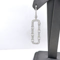 14k White Gold 4.00CT Emerald & Round Cut Diamond Drop Earrings, 7.9g