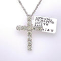 14k White Gold 2.50 CT Diamond Cross Pendant, 5gm