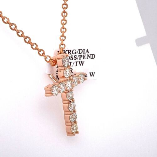 14k Rose Gold 2.50 CT Diamond Cross Pendant, 5.2gm