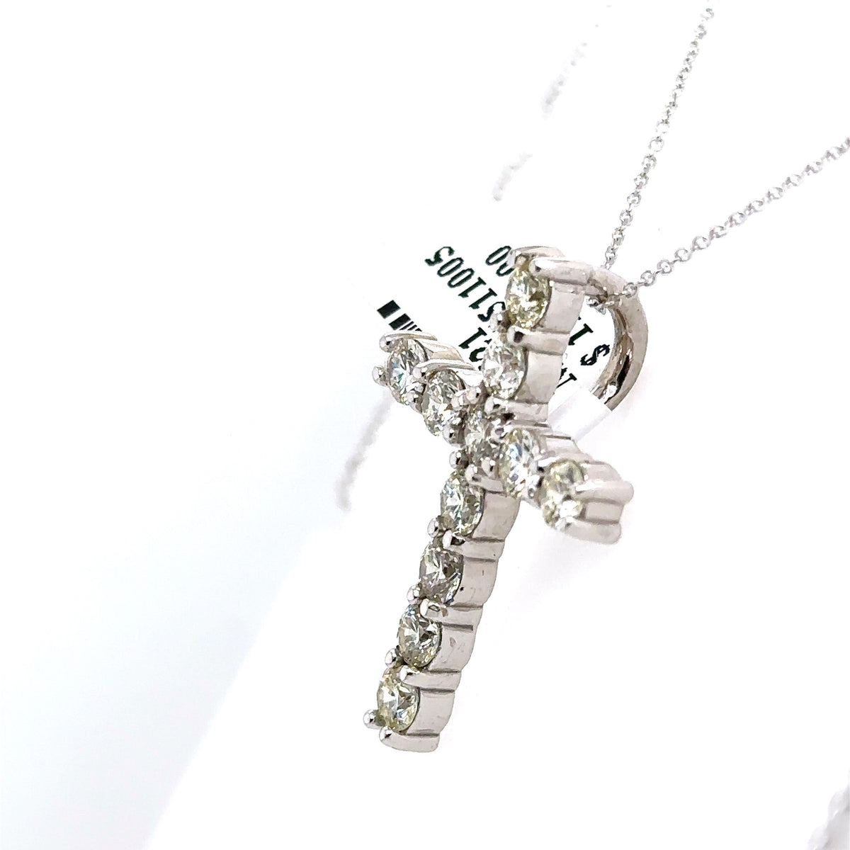 14k White Gold 2.50CT Diamond Cross Pendant, 2.5gm