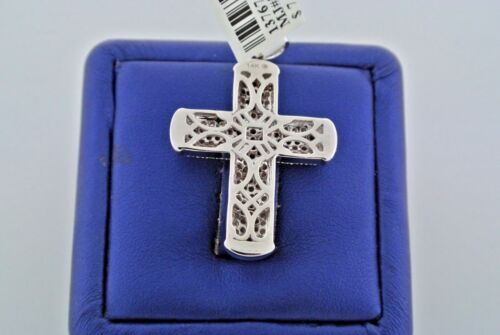 14k White Gold 1.50 CT Diamond Cross Pendant, 9.9gm