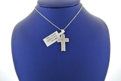 14k White Gold 0.22 CT Diamond Cross Pendant, 1.20gm, 16 Inches