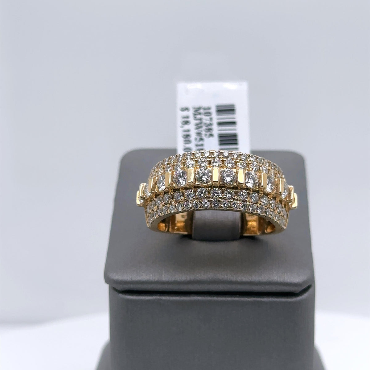 14k Yellow Gold 2.75CT Diamond Round Cut Band, 10.6gm, Size 10.25