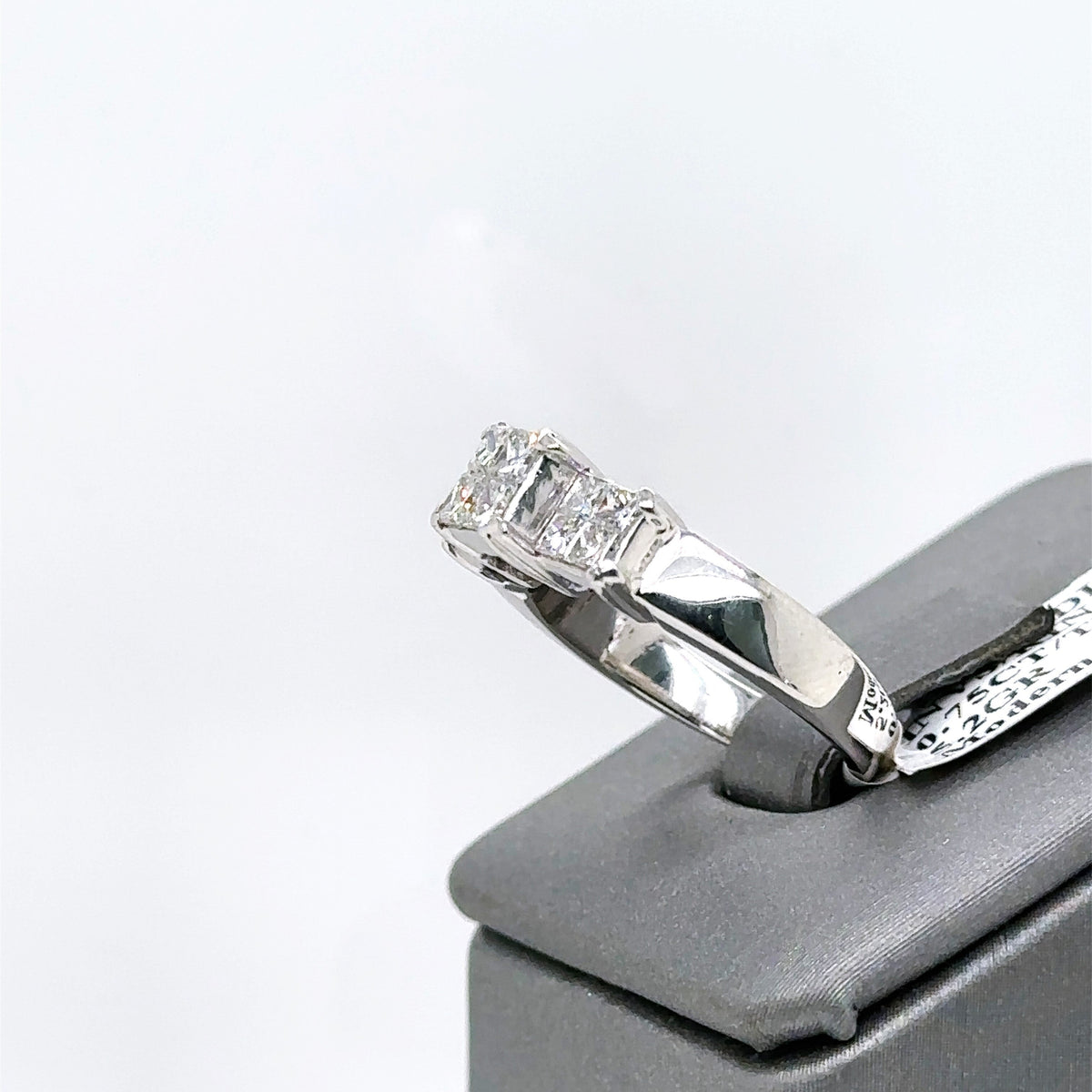 14k White Gold 0.75 CT Diamond Past Present Future Engagement Ring