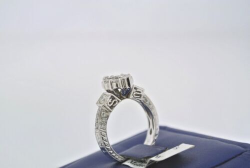 14K WHITE GOLD 1.50CT ROUND/MARQUISE CUT CLUSTER DIAMOND ENGAGEMENT RING