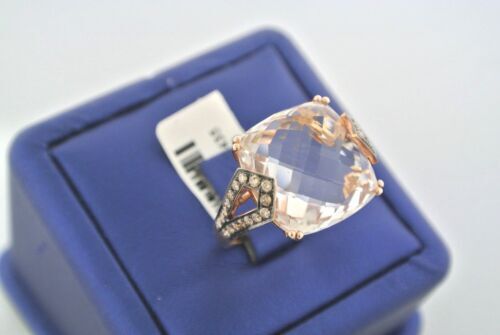 14k Rose Gold 16.00 CT Champagne Diamond & White Quarts Ladies Ring 7g