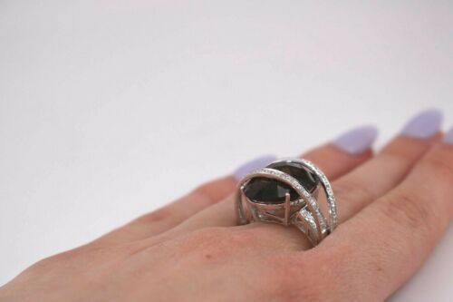 14k White Gold Smokey Topaz & Diamond Ladies Ring, 10.5gm