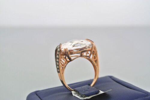 14k Rose Gold 16.00 CT Champagne Diamond & White Quarts Ladies Ring 7g