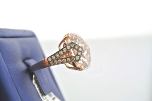 14k Rose Gold 16.00 CT Champagne Diamond & White Quarts Ladies Ring 7g