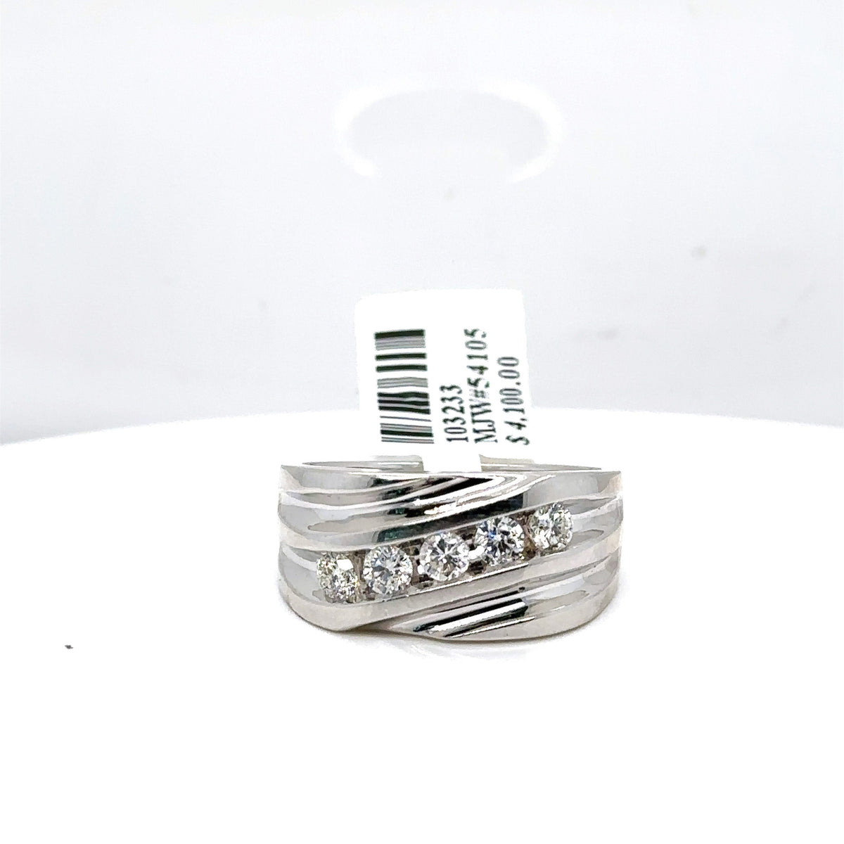 14k White Gold 1.00CT Diamond Men's Wedding Band, 7.9g, Size 10.25