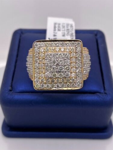 14k Yellow Gold 5.25 CT Diamond Men's Ring, 18.6g, Size 10.5
