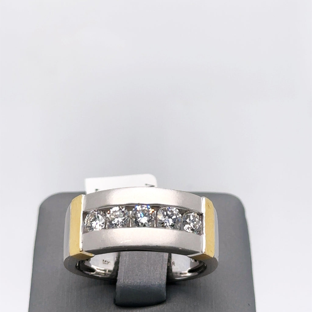 14k White Gold 1.40CT Diamond Men's Wedding Band, 9.1g, Size 10.5