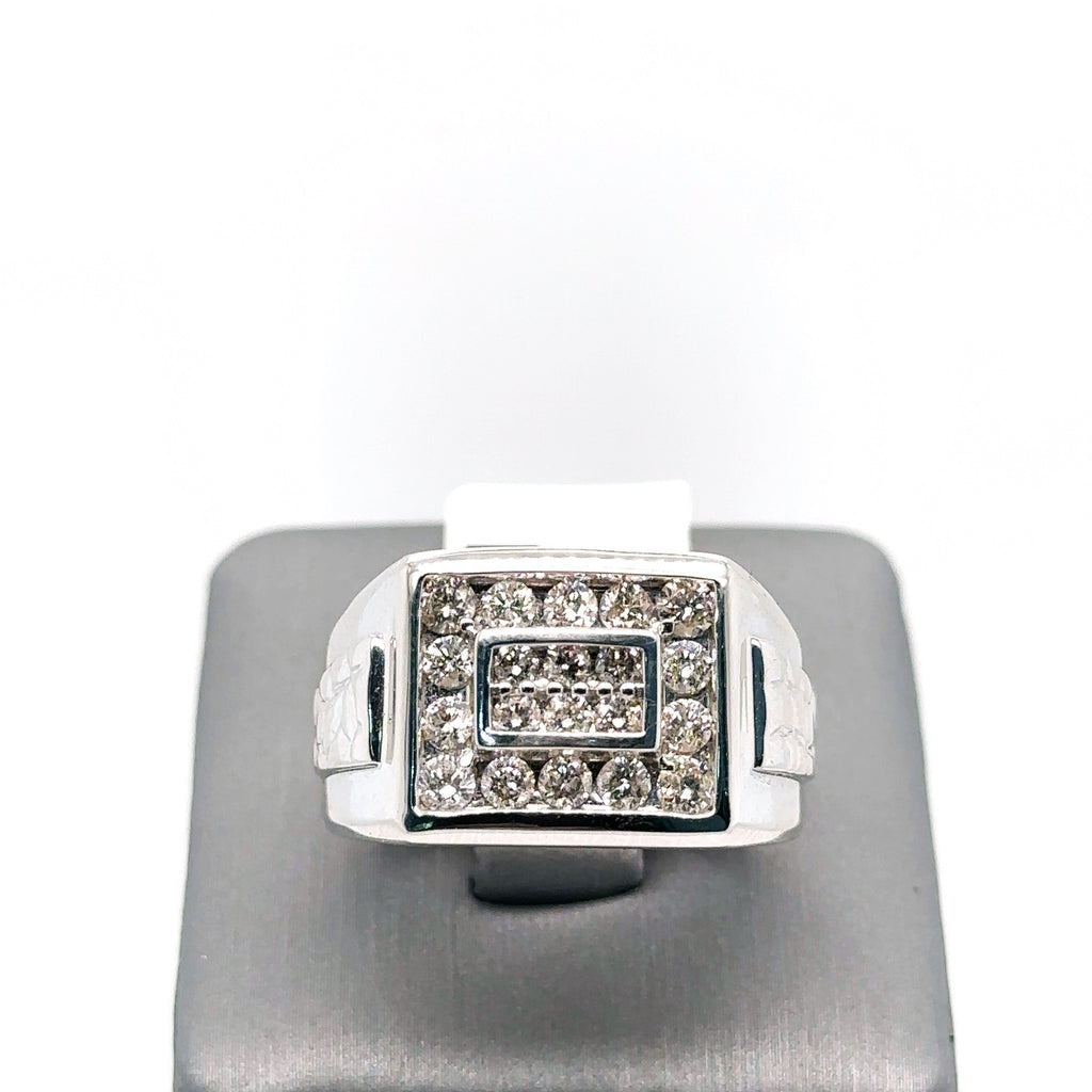 10k White Gold 1.00CT Diamond Men's Wedding Band, 6.6g, Size 10.25, S14645