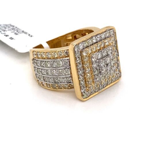 14k Yellow Gold 5.25 CT Diamond Men's Ring, 18.6g, Size 10.5