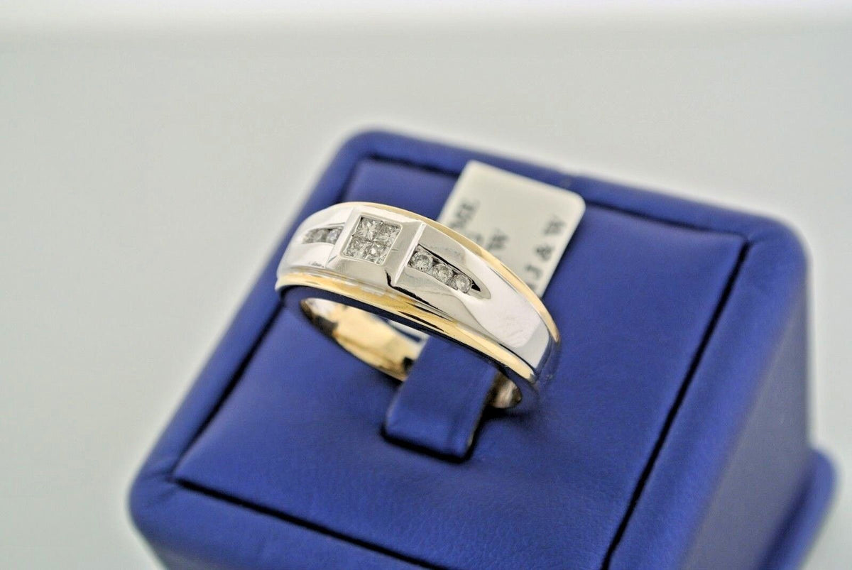 14k Two Tone Gold 0.40 CT Diamond Cluster Men's Band, 10.6gm, Size 11, S101435