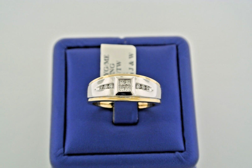 14k Two Tone Gold 0.40 CT Diamond Cluster Men's Band, 10.6gm, Size 11, S101435