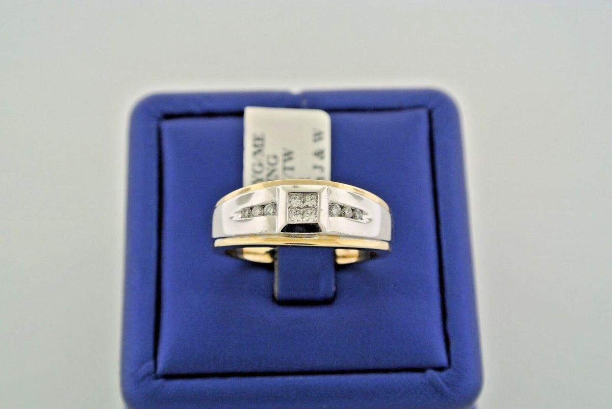 14k Two Tone Gold 0.40 CT Diamond Cluster Men's Band, 10.6gm, Size 11, S101435