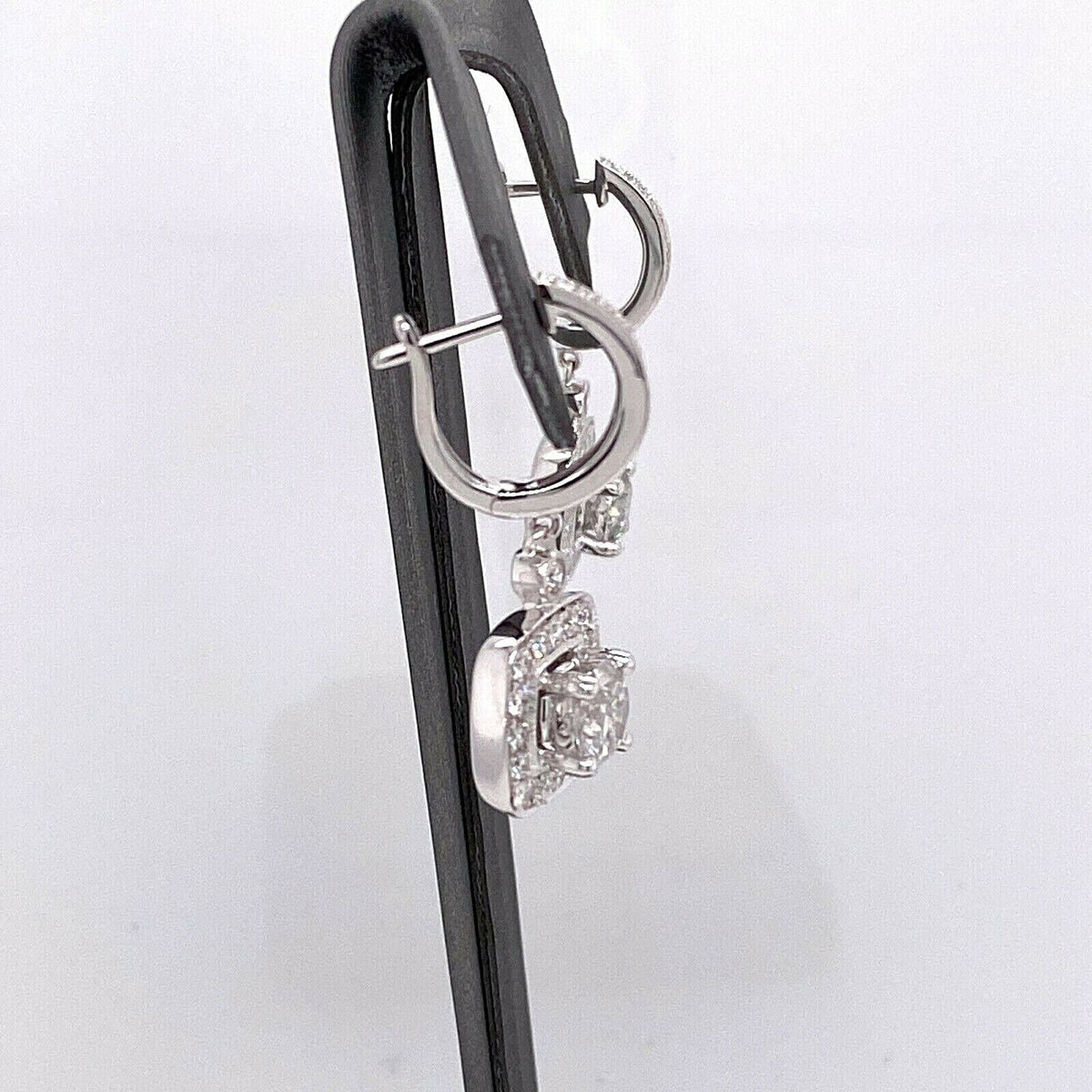 14k White Gold 3.00 CT Diamond Drop Style Ladies Earrings, 7.8gm
